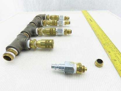 4 Way Air Hose Splitter Manifold 1/2" NPT Quick Disconnect Fittings