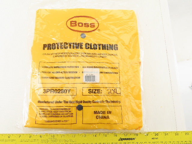 Boss 3PR0280YJ 3 Piece Rain Suit Overall Rain Coat Hood Size 2XL XX-Large