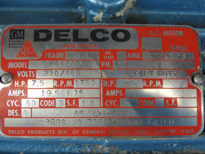 Delco R4424D2 7.5Hp 1750RPM 230/460V Motor With Hydraulic Pump