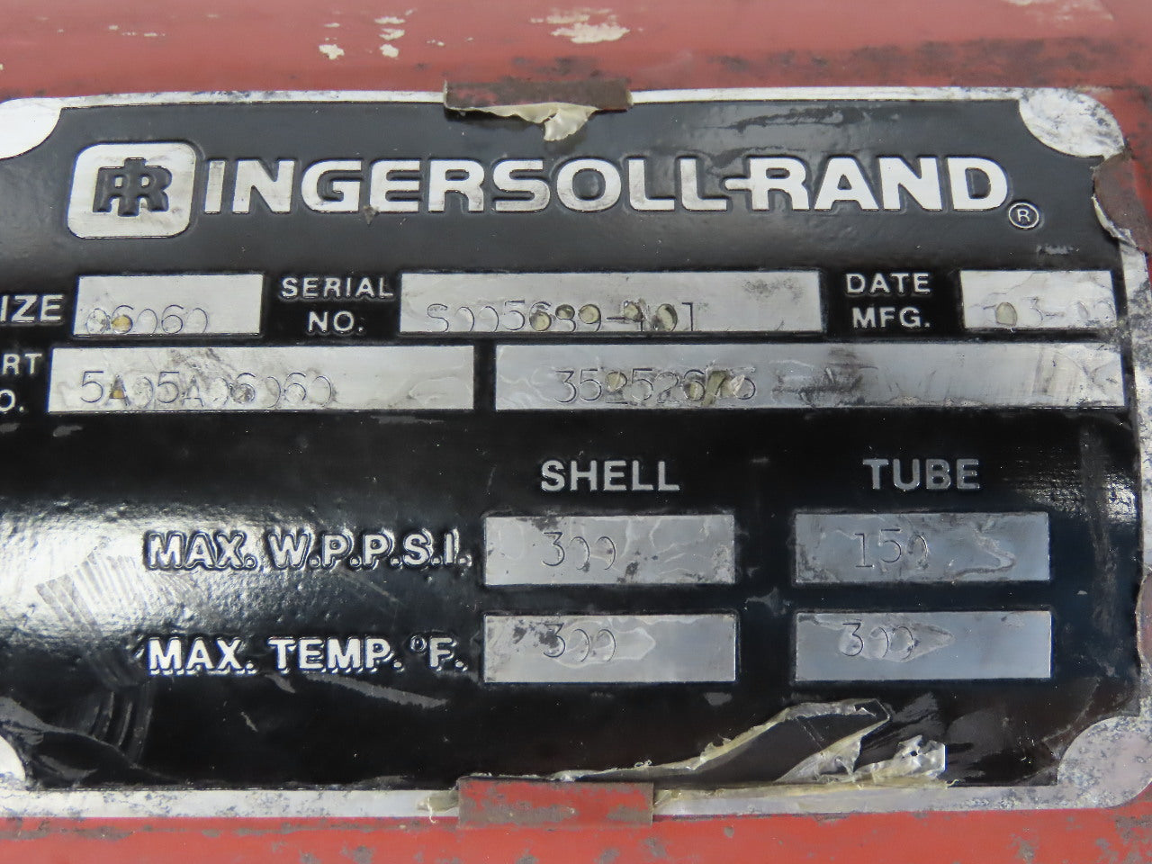 Ingersoll Rand 5A05A06060 300/150PSI Shell Tube 300°F 6-1/4"x59" Heat Exchanger