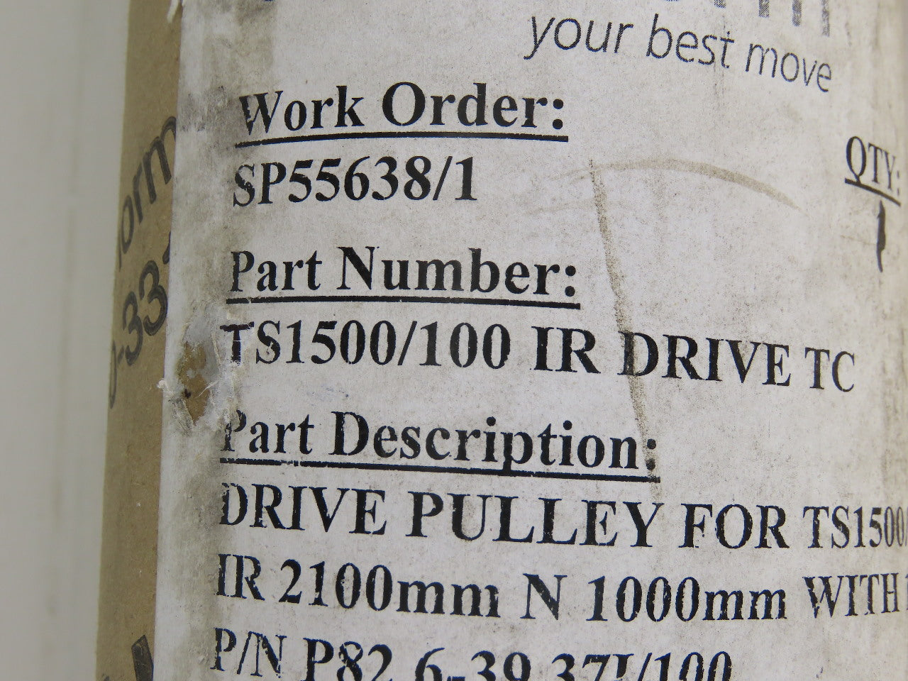 Transnorm TS1500/100 Drive Pulley IR 83" N 38" 1-7/16" Outside Ext Shaft