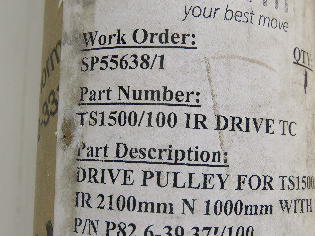 Transnorm TS1500/100 Drive Pulley IR 83" N 38" 1-7/16" Outside Ext Shaft