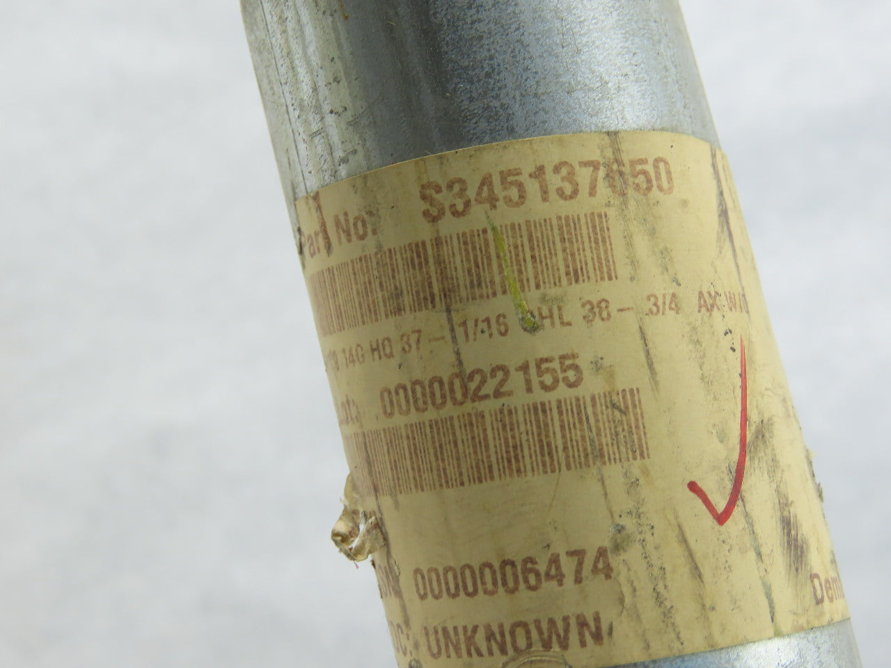 Dematic 1.9" OD 37-3/8" BF 38-3/4" OAL Gravity Conveyor Roller