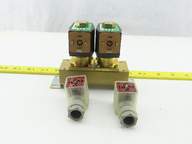 CKD GAB4125 2/2 Brass NC 2 Way 0-25 BAR WOG Solenoid Valves On 4 Port Manifold