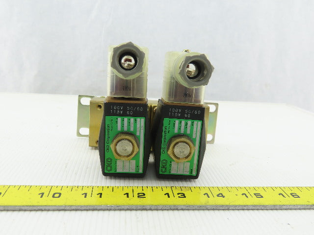 CKD GAB4125 2/2 Brass NC 2 Way 0-25 BAR WOG Solenoid Valves On 4 Port Manifold