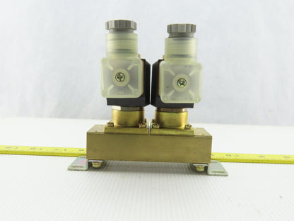 CKD GAB4125 2/2 Brass NC 2 Way 0-25 BAR WOG Solenoid Valves On 4 Port Manifold