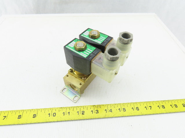 CKD GAB4125 2/2 Brass NC 2 Way 0-25 BAR WOG Solenoid Valves On 4 Port Manifold