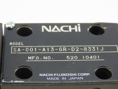Nachi SA-G01-A13-GR-D2-8331J Solenoid Operated Directional Control Valve 24VDC