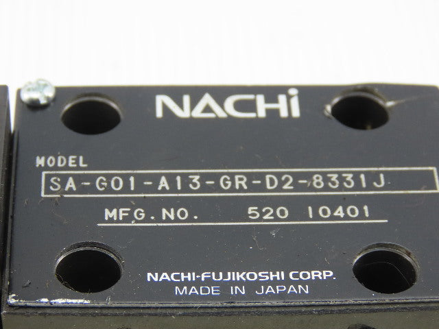 Nachi SA-G01-A13-GR-D2-8331J Solenoid Operated Directional Control Valve 24VDC