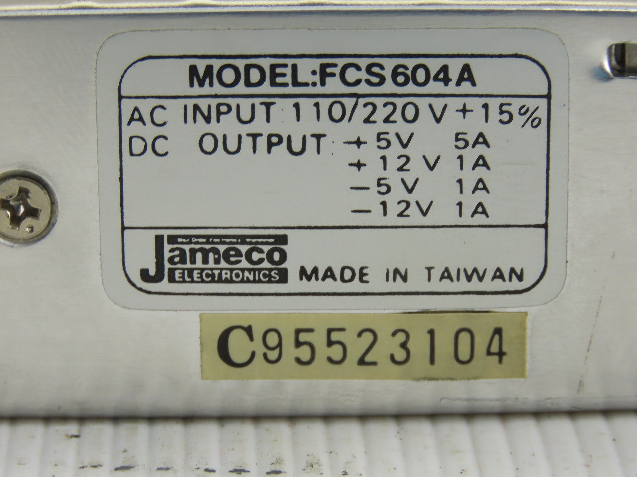 Jameco FCS604A 110/220V Input DC 5/12V Output Power Supply