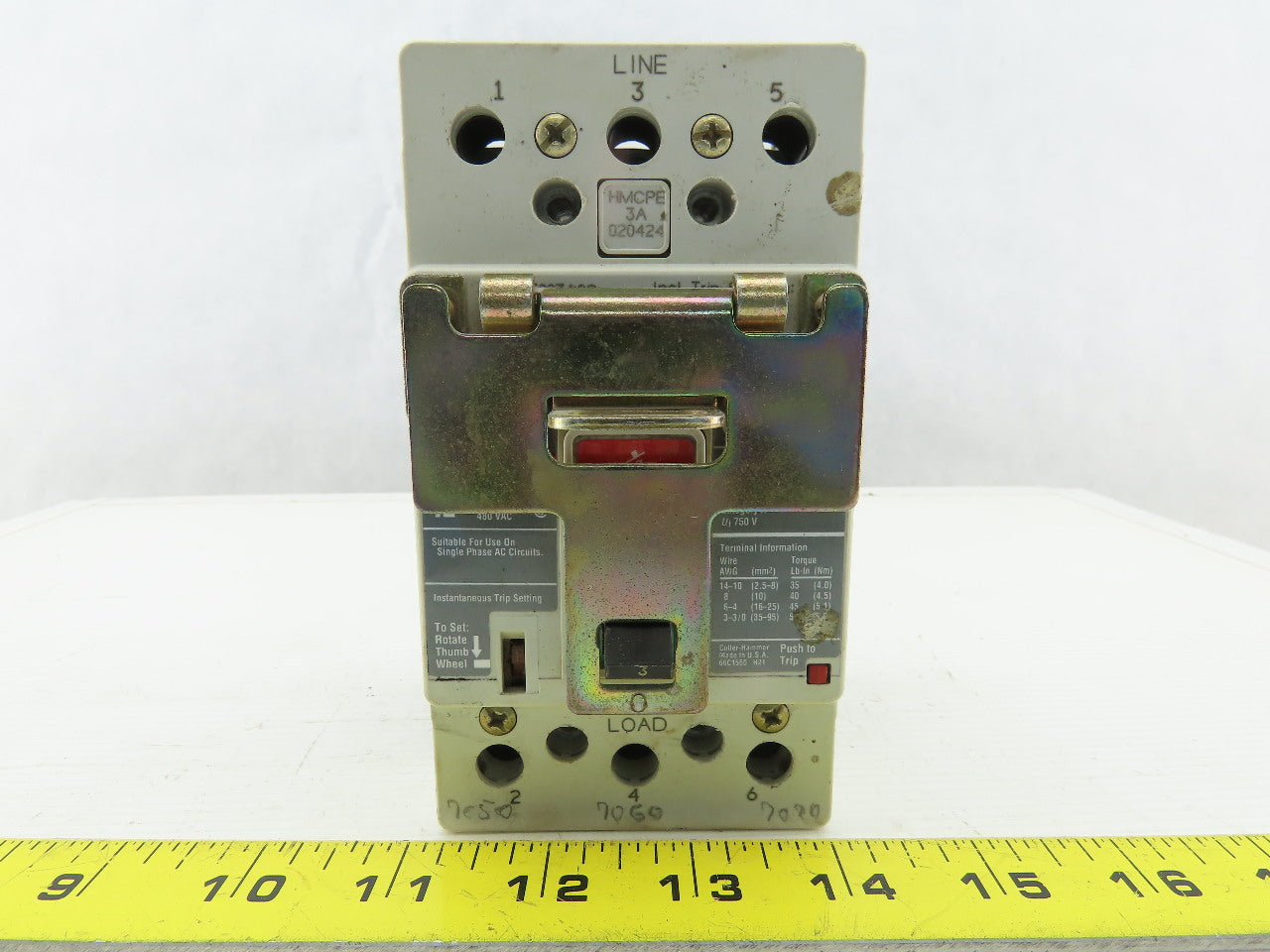 Cutler Hammer HMCPE003A0C 600V 3 Pole 3 Amp Circuit Breaker