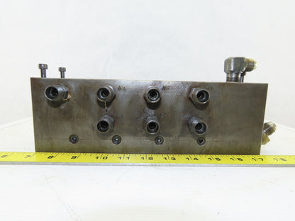 14 Port Steel Hydraulic Manifold With 4 ISO 4401 Valve Spaces