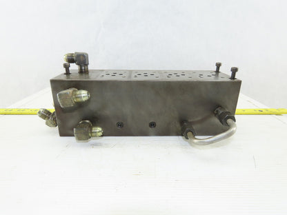 14 Port Steel Hydraulic Manifold With 4 ISO 4401 Valve Spaces