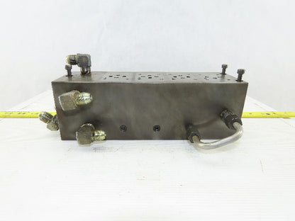 14 Port Steel Hydraulic Manifold With 4 ISO 4401 Valve Spaces