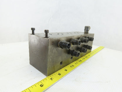 14 Port Steel Hydraulic Manifold With 4 ISO 4401 Valve Spaces