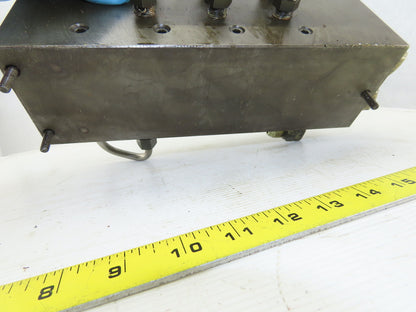 14 Port Steel Hydraulic Manifold With 4 ISO 4401 Valve Spaces