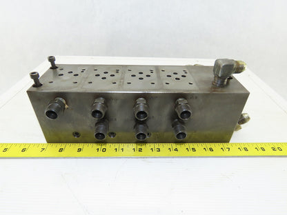 14 Port Steel Hydraulic Manifold With 4 ISO 4401 Valve Spaces