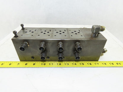 14 Port Steel Hydraulic Manifold With 4 ISO 4401 Valve Spaces