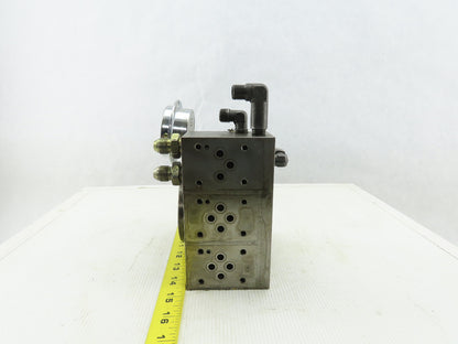 4 Port Hydraulic Manifold 3 Valve Section Pressure Reducing Flange