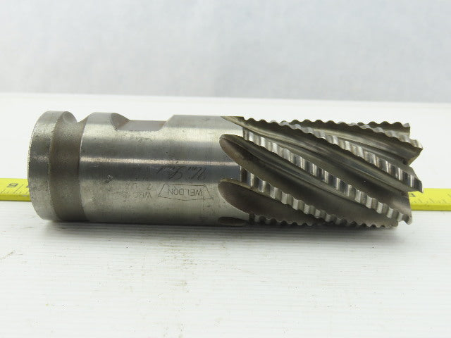 Weldon 2" Dia, Coarse , 3" LOC, 8 Flute Roughing Square End Mill 6-1/2" OAL