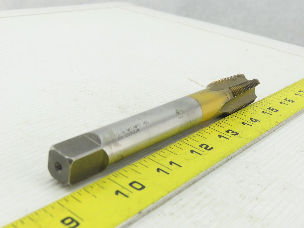 1203S22W 1/2-14 x 6" NPT 4 Flute Tin Coated Extension Hand Tap