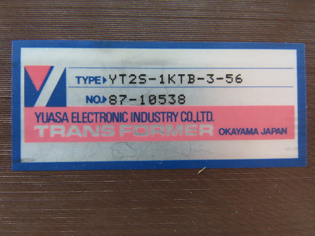 Yuasa YT2S-1KTB-3-56 200/220-100V Primary 19/27V Secondary Transformer