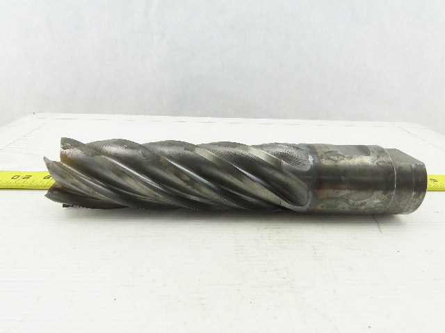 2" Right Hand 6 Flute HSS 6" Cut End Mill 2" Straight Shank Sharpened 9-3/4 OAL