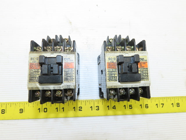Fuji SC-0 600V 3Ph 5Hp Magnetic Contactor Lot Of 2