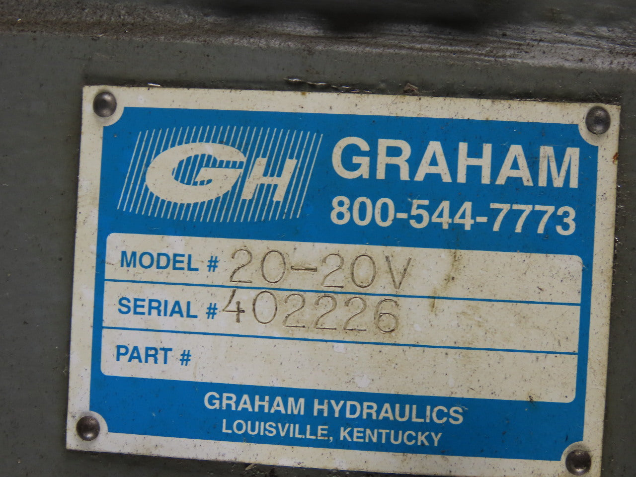 Graham 20-20V 20" Hydraulic Rotary Turntable Positioner 5 Stop 360° 1-1/4" Bore