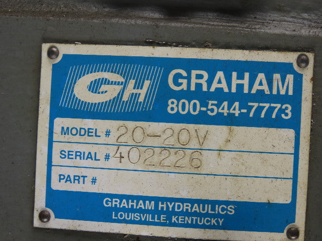 Graham 20-20V 20" Hydraulic Rotary Turntable Positioner 5 Stop 360° 1-1/4" Bore