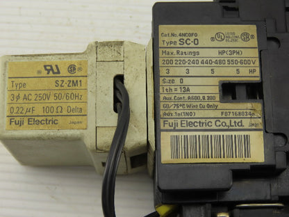 Fuji SC-0 TR-0N/3 600V 5Hp Contactor 4-6 Amp Trip Overload