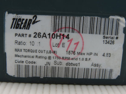 Dodge 26A10H14 10:1 Ratio 175RPM Output Thru Shaft Output Gear Reducer