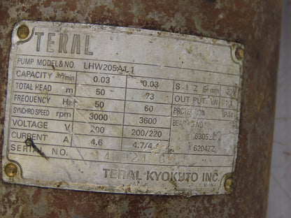 Teral LHW205A1.1 1.1kW 3Ph 200/220V 50/60Hz Coolant Pump