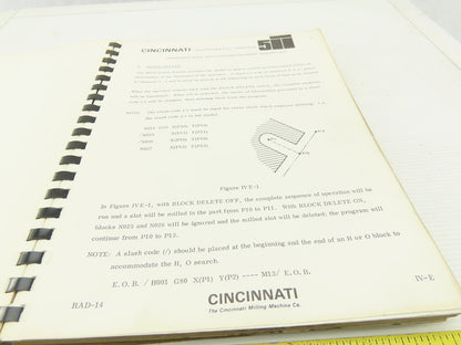 Cincinnati Milacron Acramatic 225-W Cintimatic Part Programming Guide CTL-234-MB