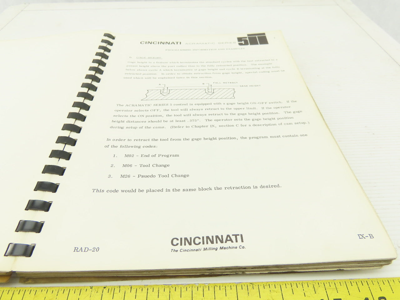 Cincinnati Milacron Acramatic 225-W Cintimatic Part Programming Guide CTL-234-MB