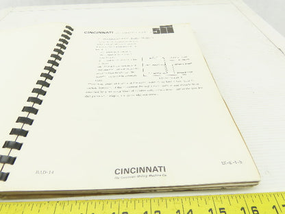 Cincinnati Milacron Acramatic 225-W Cintimatic Part Programming Guide CTL-234-MB