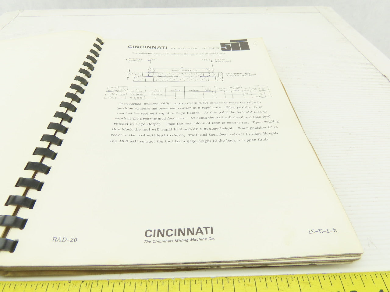 Cincinnati Milacron Acramatic 225-W Cintimatic Part Programming Guide CTL-234-MB