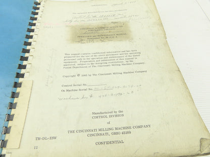 Cincinnati Acramatic Model 220 Operation Maintenance Manual Pub. No. M-2738-A