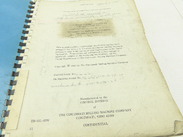 Cincinnati Acramatic Model 220 Operation Maintenance Manual Pub. No. M-2738-A