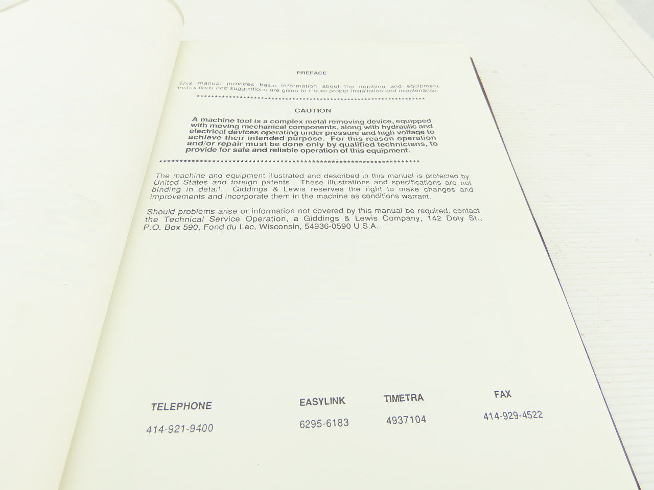 Giddings & Lewis Masterline GE Fanuc 10TF CNC Programming Manual 108-24018-02