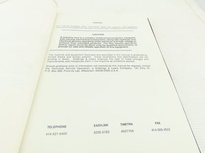 Giddings & Lewis Masterline GE Fanuc 10TF CNC Programming Manual 108-24018-02