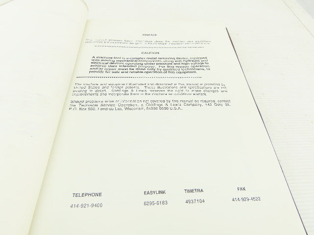 Giddings & Lewis Masterline GE Fanuc 10TF CNC Programming Manual 108-24018-02