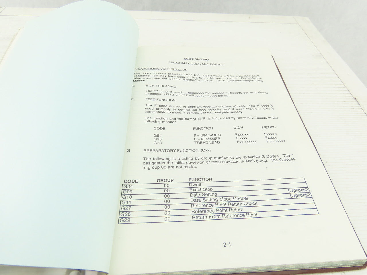 Giddings & Lewis Masterline GE Fanuc 10TF CNC Programming Manual 108-24018-02