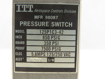 ITT 125P1C3-42 125/250VAC Pressure Switch