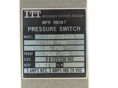 ITT 125P1C3-40 120/250V Pressure Switch