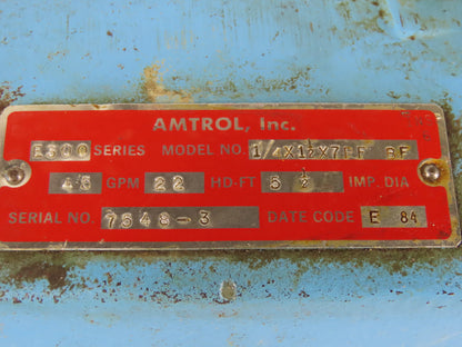 Amtrol E300 1-1/4" x 1-1/2" x 7PF 45 GPM 208-460V 1Hp Centrifugal Pump