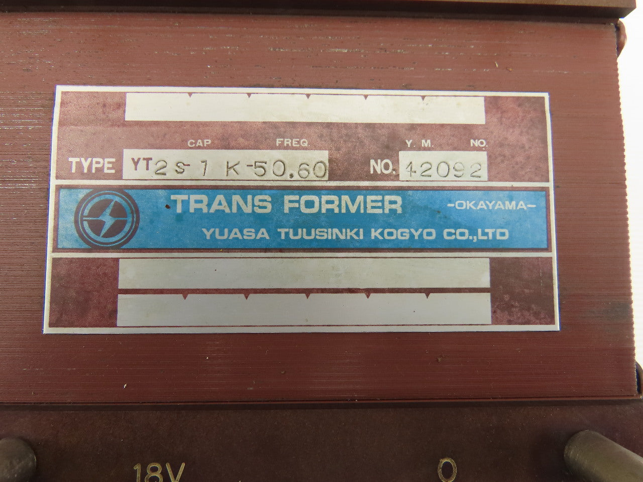 Yuasa YT2S-1K-50.60 100-200/220V Primary 18-19/24V Secondary Transformer