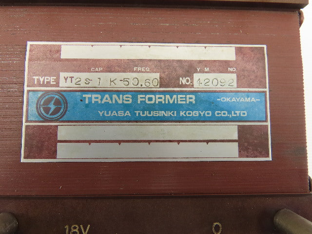Yuasa YT2S-1K-50.60 100-200/220V Primary 18-19/24V Secondary Transformer