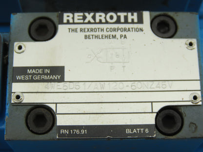 Rexroth 4WE6D51/AW120-60NZ45V 4/2 Position 2 Valve Bank Manifold Assembly