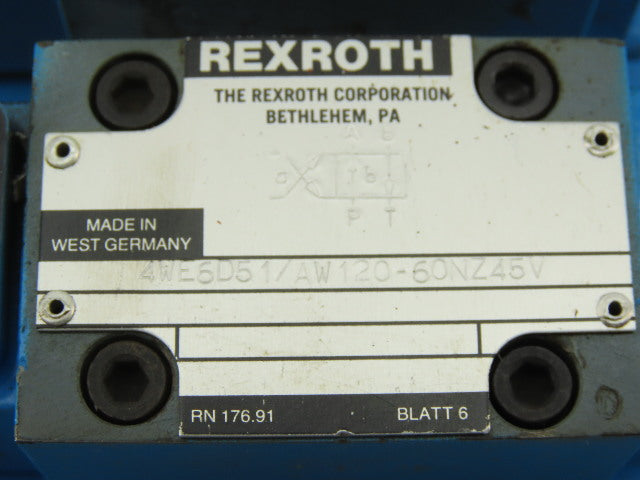Rexroth 4WE6D51/AW120-60NZ45V 4/2 Position 2 Valve Bank Manifold Assembly